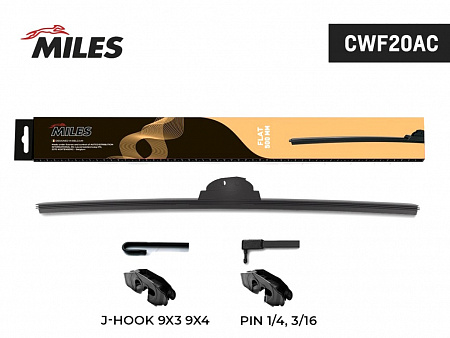 Щетка стеклоочистителя бескаркасная MILES 500 мм CWF20AC Щетка стеклоочистителя бескаркасная MILES 500 мм CWF20AC